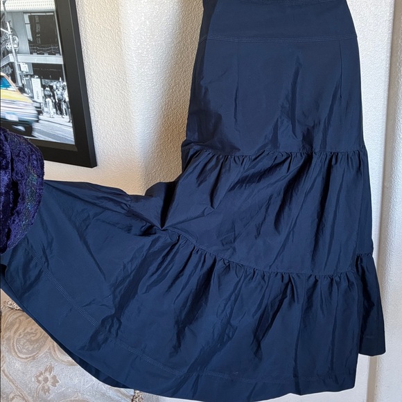 VERONICA BEARD Nautical Dress, Navy/Cream Striped Top, tiered Navy skirt. LG EUC - Picture 6 of 17